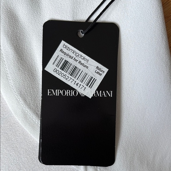 Emporio Armani Envers Satin White 3/4 Sleeves Tunic Blouse NWT Size IT 50 US 14 - Picture 11 of 13